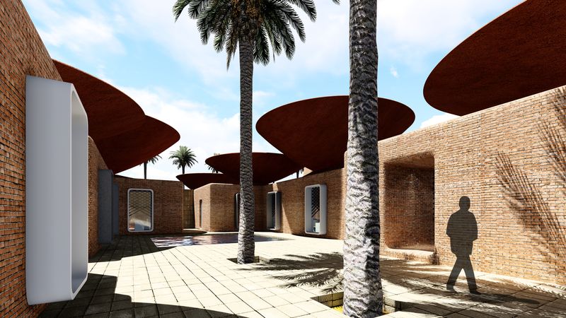 Cour intérieur & façades en briques - Concave Roof - BMDesign Studios - Province de Kerman, Iran