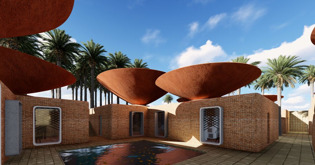 Une-toits concaves pour recuperer l'eau de pluie