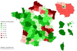 nombre de sites pollues par departement en France - 2012