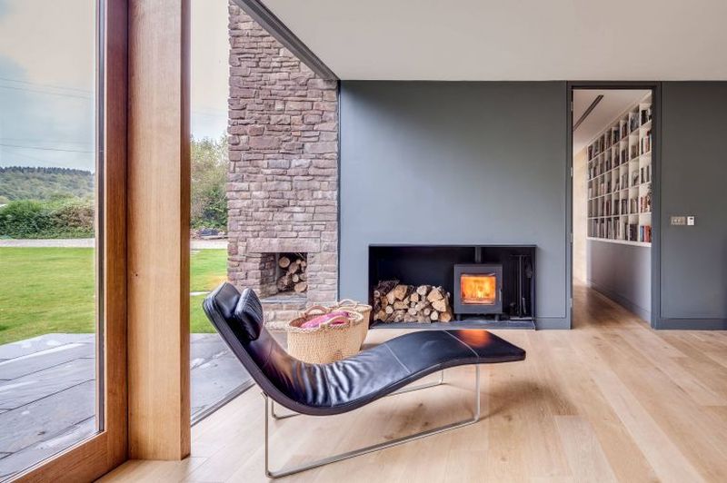 Coin repos & cheminée salon - The-Nook par Hall+Bednarczyk - Monmouthshire - Nouvelle-Zelande