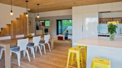 cuisine et séjour - Back Country house par David Maurice de LTD Architectura - Puhoi bush - Nouvelle Zélande