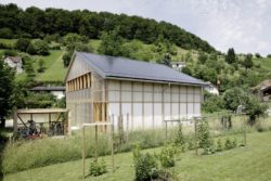 Jardin et façade principale couverte - House-C par HHF - Ziefen, Suisse © Tom Bisig