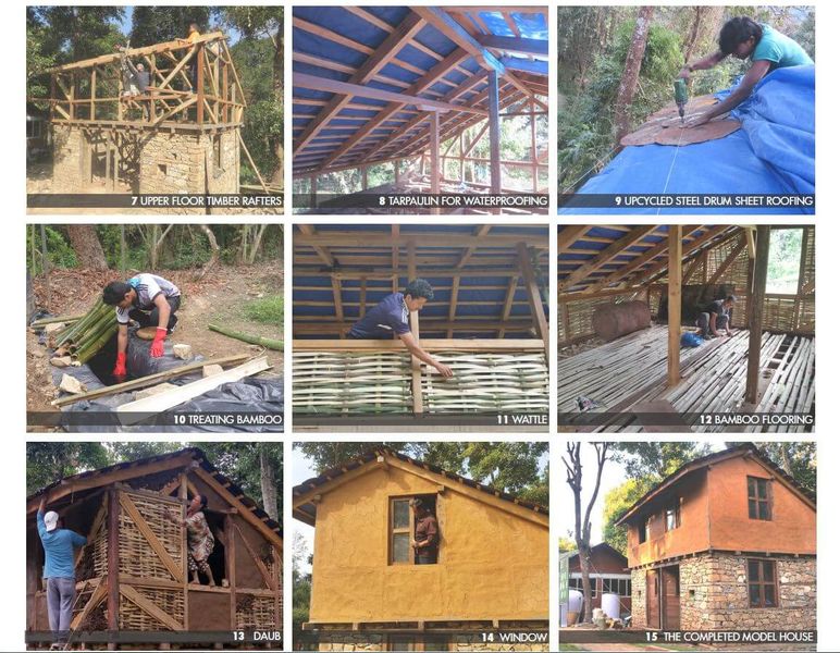 Différentes étapes de construction élevation mur - Building-back-cheaper par SMA - Godavari, Nepal