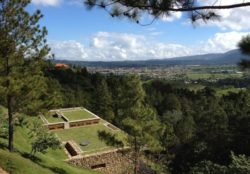 Vue panoramique toiture végétalisée - maison-bio-climatique et semi-enterrée