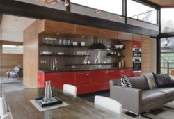 Pièce de vie - Floating-home par Ninebark Design - Seattle, USA © Aaron Leitz