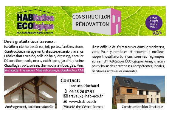 Activité d’éco-construction à reprendre