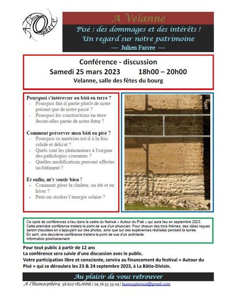 [Conférence] Pisé : des dommages et des intérêts ! Un regard sur notre patrimoine, Julien Faivre – Velanne (FR-38)