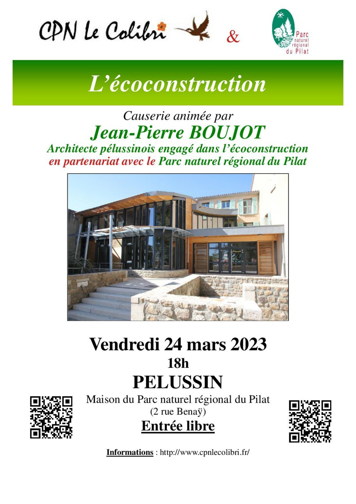 Conférence : L’éconconstruction, animée par Jean-Pierre BOUJOT – CPN Le Colibri – Pélussin (FR-42)