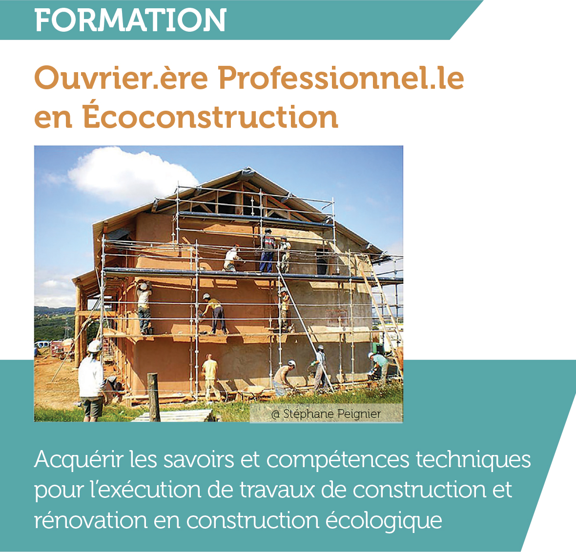 Formation certifiante « Ouvrier.ère Professionnel.le en Ecoconstruction » au CNCP-Feuillette – Montargis (FR-45)