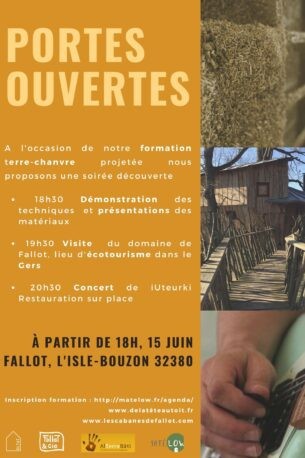 Portes ouvertes formation terre chanvre projetée – De la Tête au Toit – Isle Bouzon FR-32
