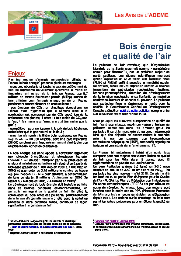 Avis Ademe chauffage bois et qualite air – octobre2013