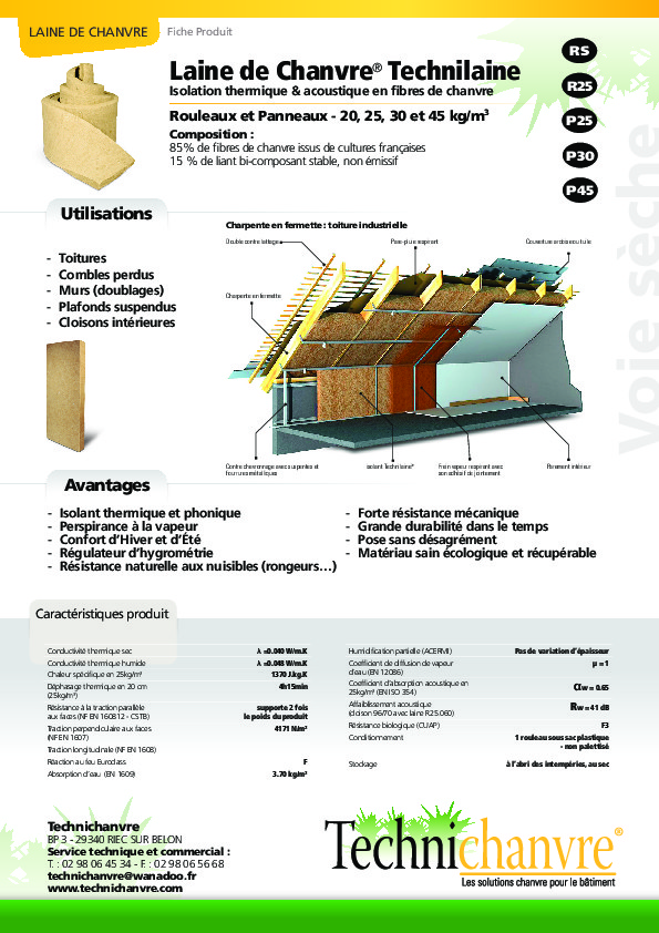 Fiche produit Laine de Chanvre Technilaine®