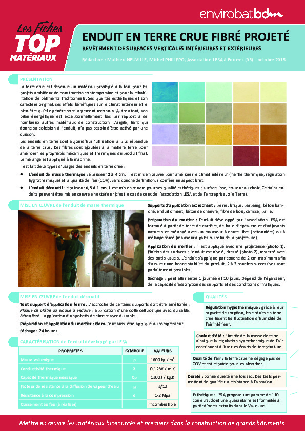 Revêtement – Enduit en terre crue fibré projeté Revêtement – Enduit en terre crue fibré projeté