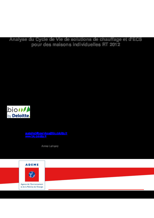 Analyse cycle vie chauffage ecs en maisons individuelles synthese-Ademe