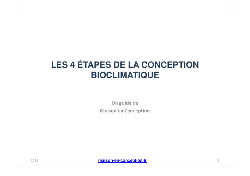 Les 4 etapes de la conception bioclimatique